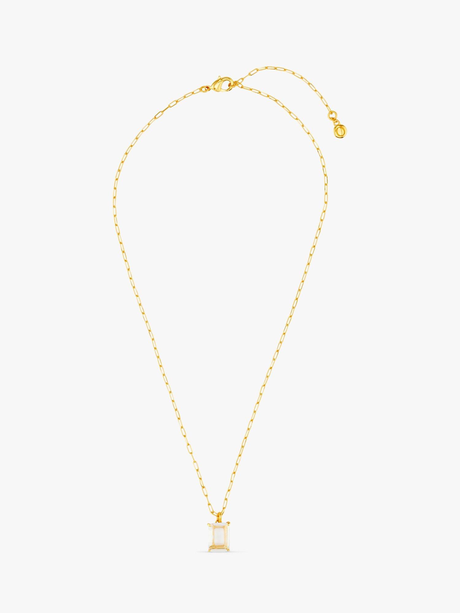 Orelia Crystal Quartz Claw Set Pendant Necklace, Gold