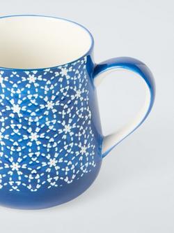 John Lewis Wax Resist Kaleidoscope Large Stoneware Mug, 460ml, Blue - view 2, 
