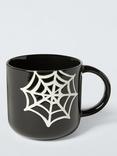 John Lewis Halloween Spider Web Stoneware Mug, 320ml, Black/White