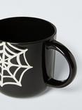 John Lewis Halloween Spider Web Stoneware Mug, 320ml, Black/White