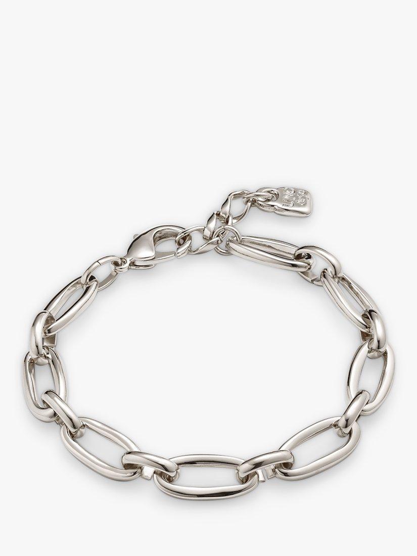 UNOde50 Alien Oval Link Chain Bracelet, Silver, Medium