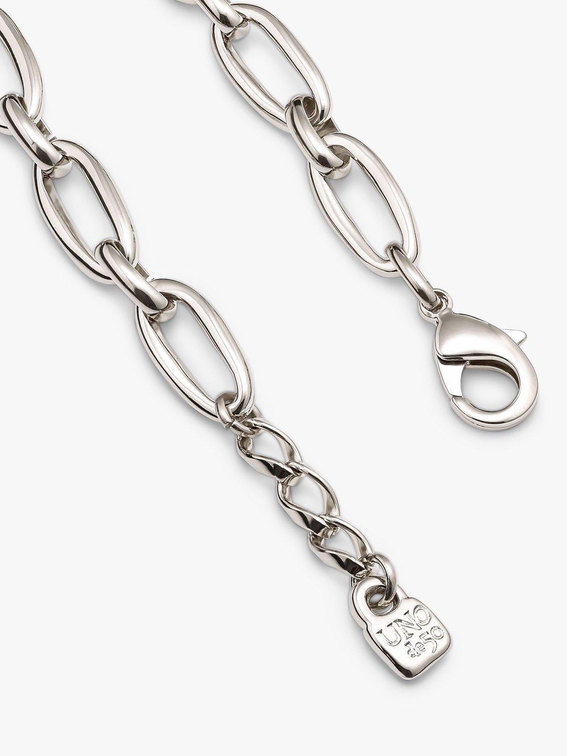 UNOde50 Alien Oval Link Chain Bracelet, Silver, Medium