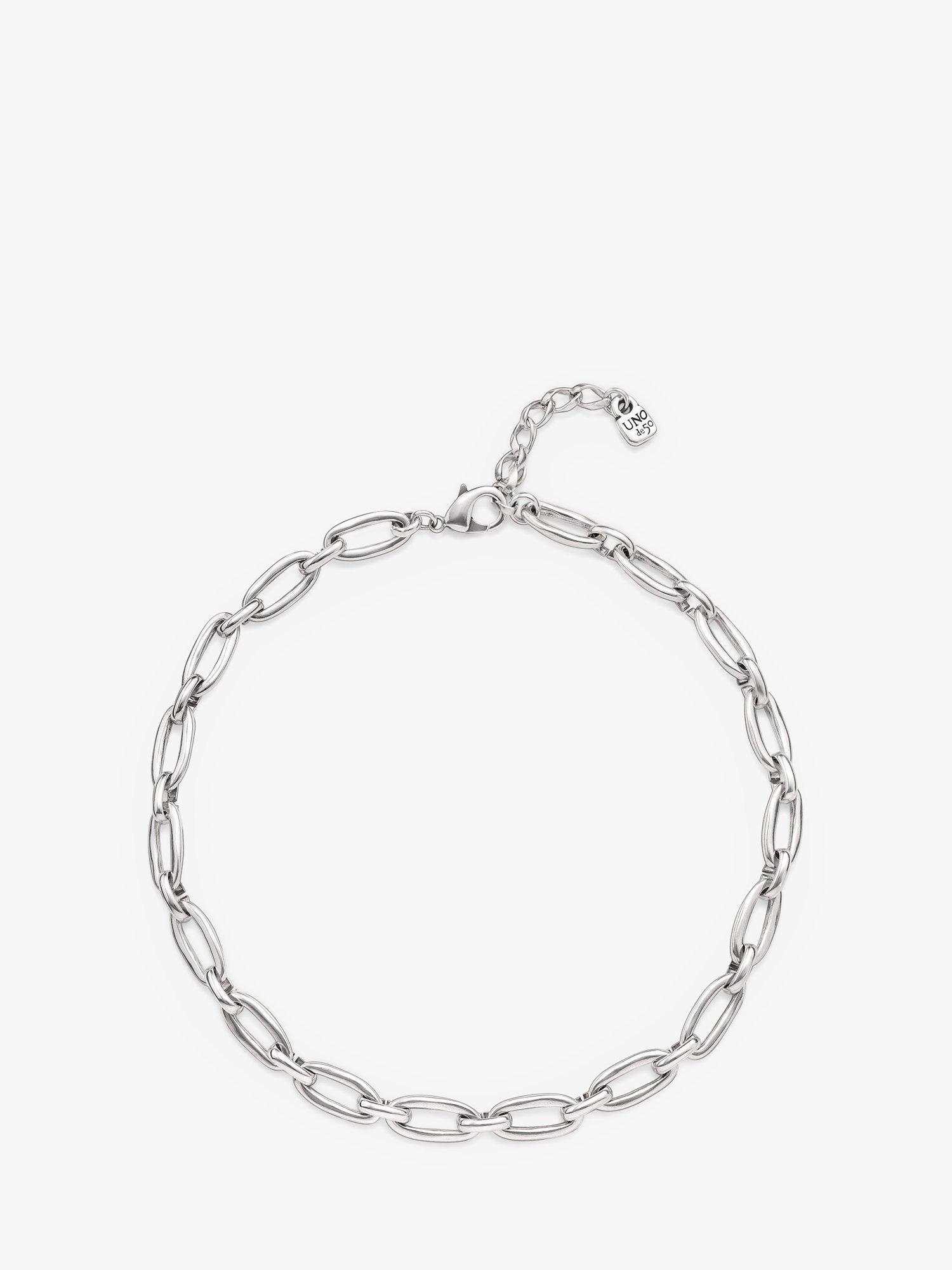 Product image 1 of 3, which shows UNOde50 Alien Oval Link Necklace, Silver