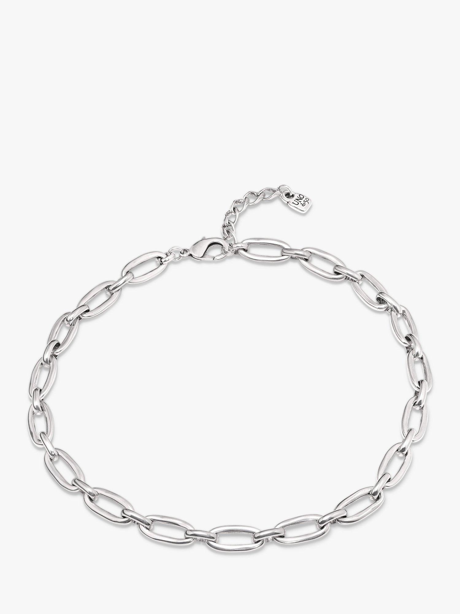 Product image 2 of 3, which shows UNOde50 Alien Oval Link Necklace, Silver