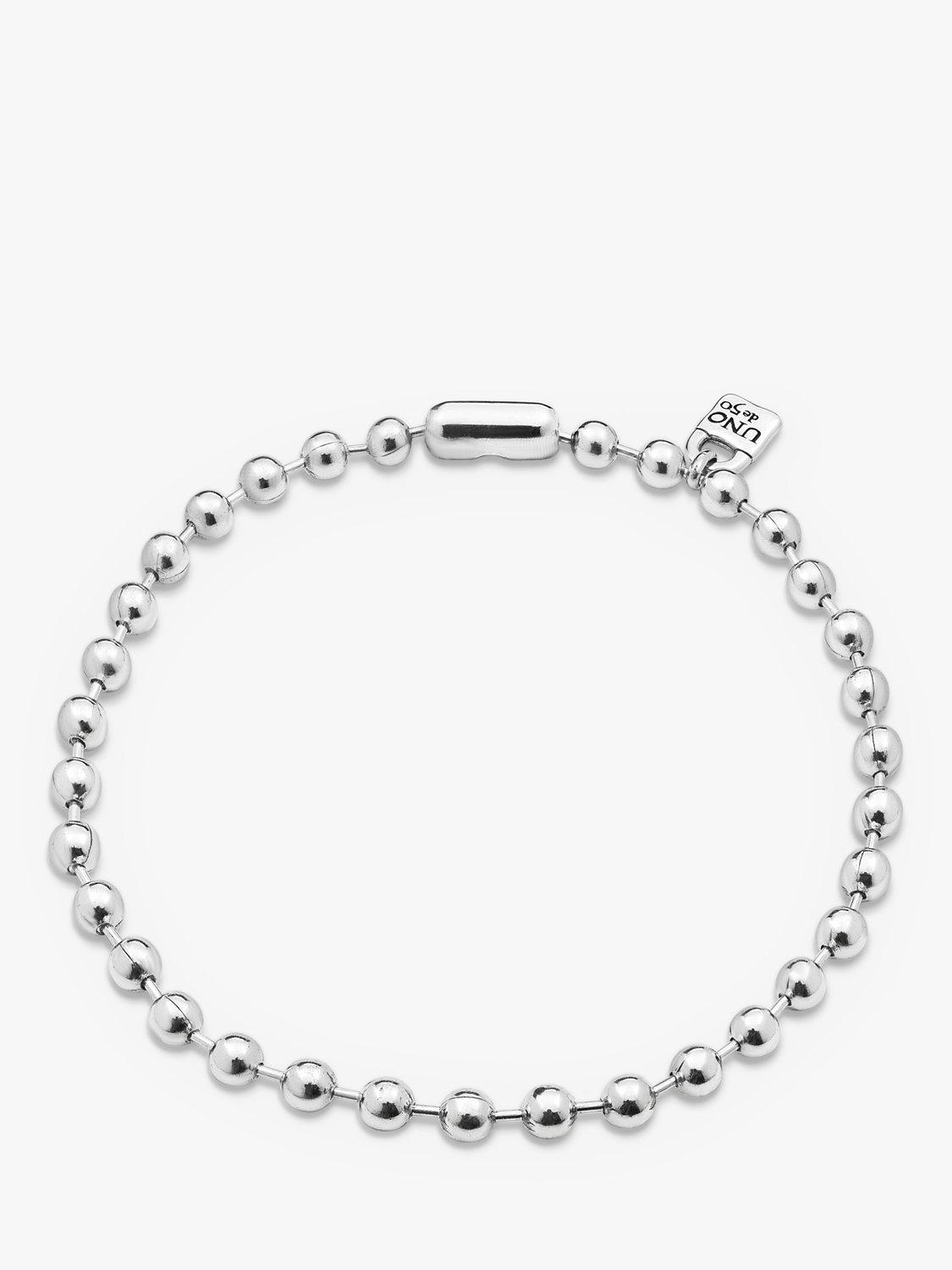 Product image 1 of 4, which shows UNOde50 Copito De Nieve Large Bead Chain Necklace, Silver