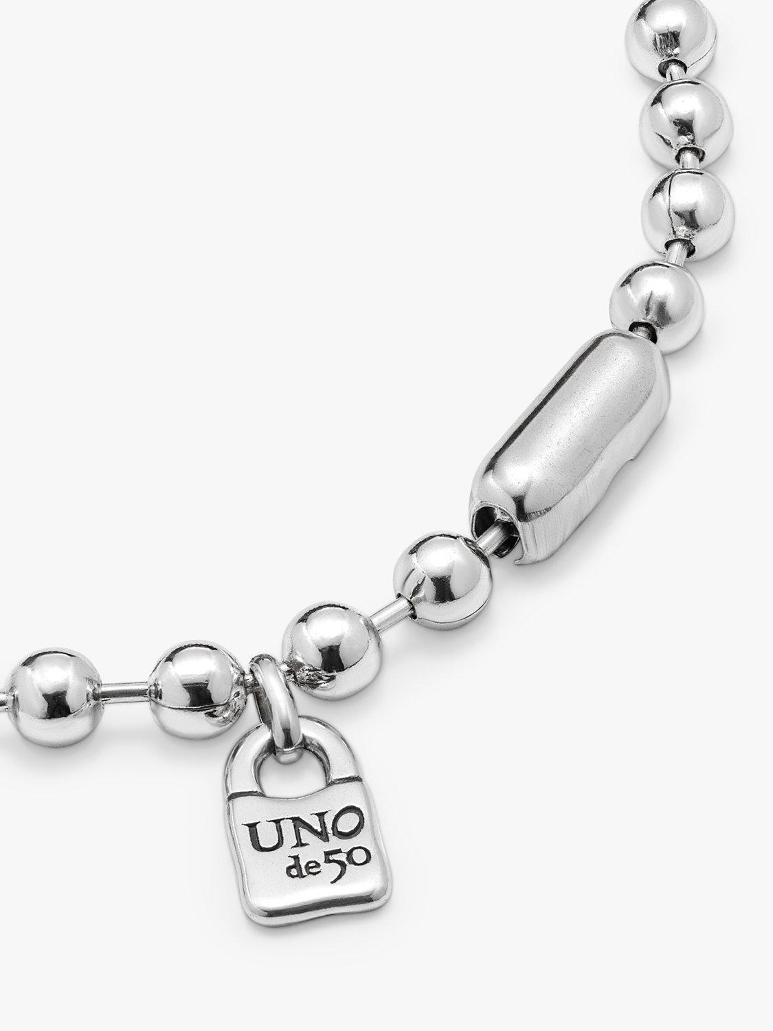 Product image 3 of 4, which shows UNOde50 Copito De Nieve Large Bead Chain Necklace, Silver