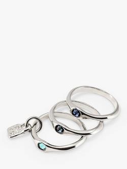 UNOde50 Happy Swarovski Crystal Stacking Ring Set, Silver - view 2, Silver