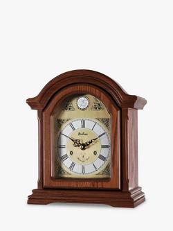 Acctim Redbridge Roman Numeral Analogue Wood Mantel Clock, Natural/Brass Effect - view 2, Natural/Brass Effect