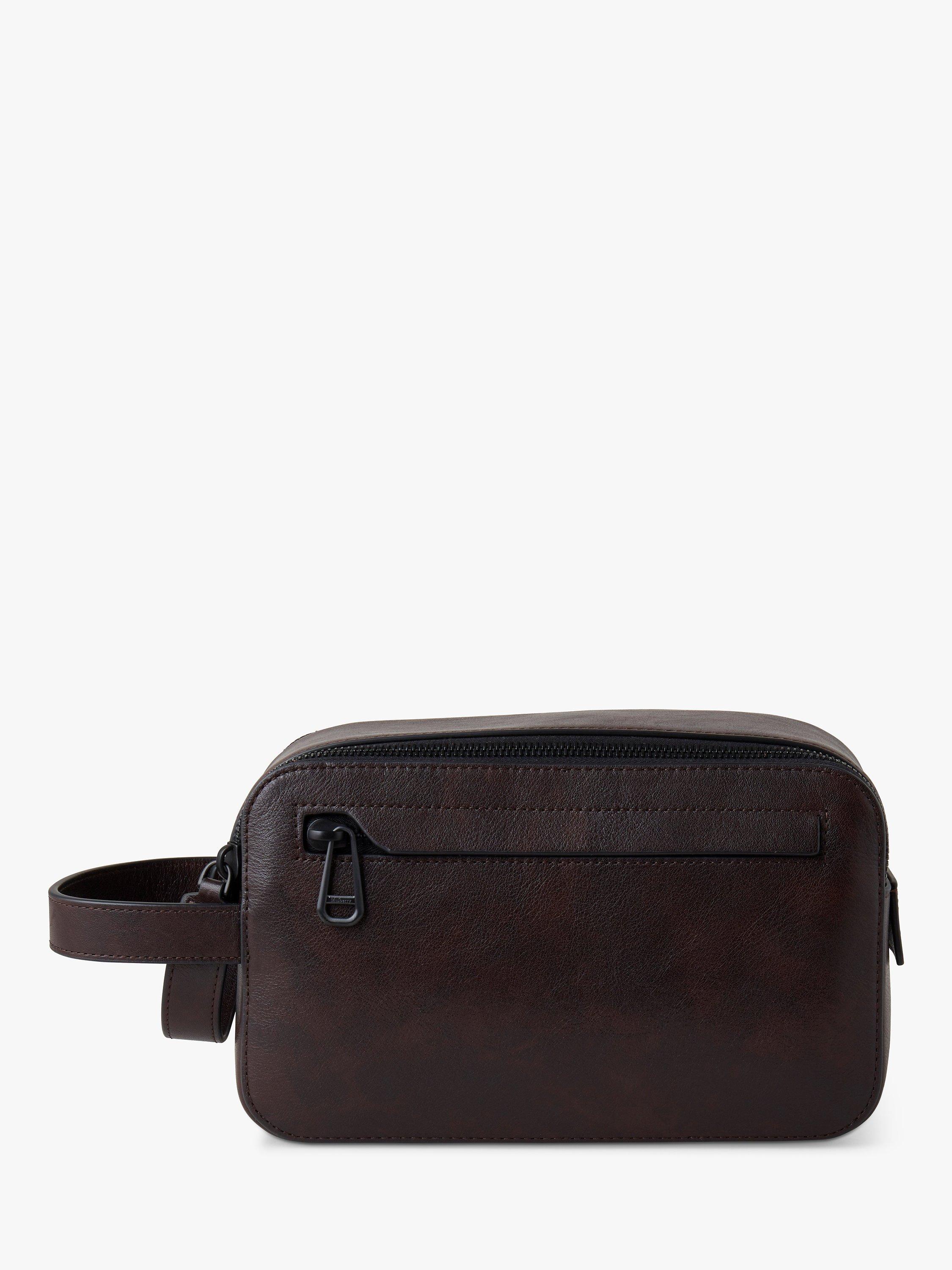 Product image 1 of 4, which shows Mulberry Smooth Leather Double Zip Wash Case, Dark Chocolate