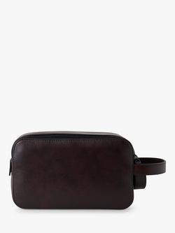 Mulberry Smooth Leather Double Zip Wash Case, Dark Chocolate - view 2, Dark Chocolate