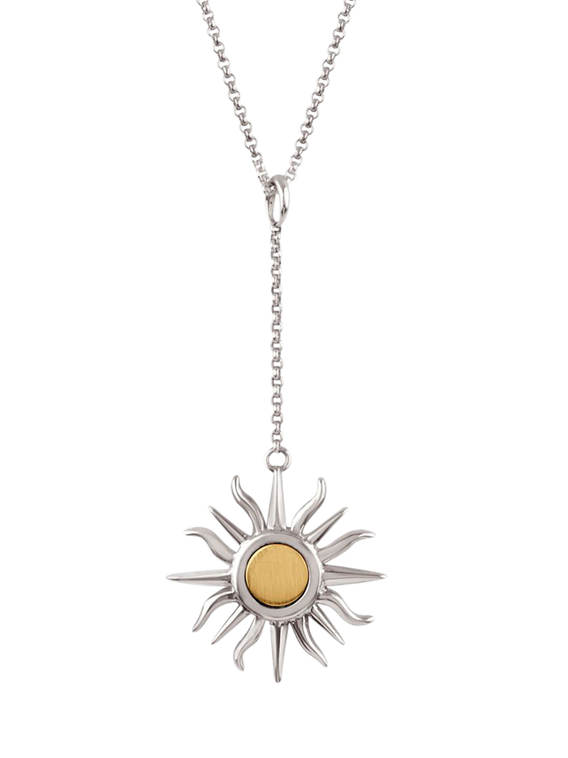 Product image 1 of 4, which shows Dinny Hall Sun Charm Pendant Necklace, Silver/Gold