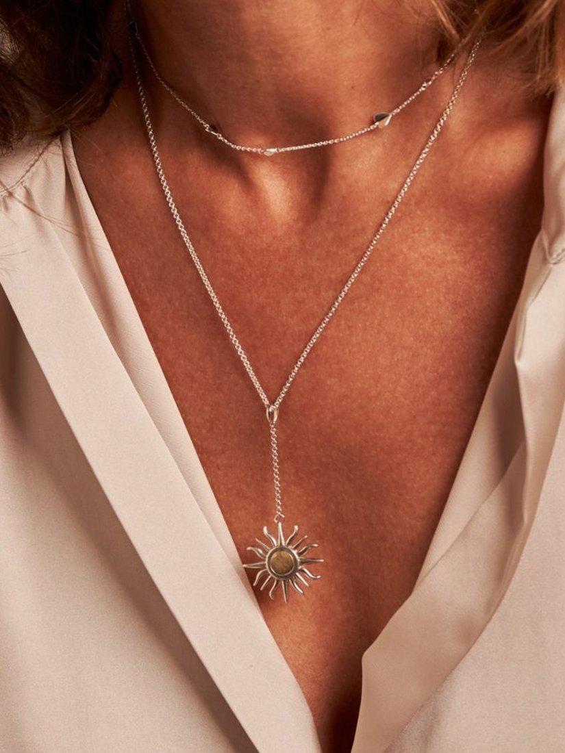 Product image 2 of 4, which shows Dinny Hall Sun Charm Pendant Necklace, Silver/Gold