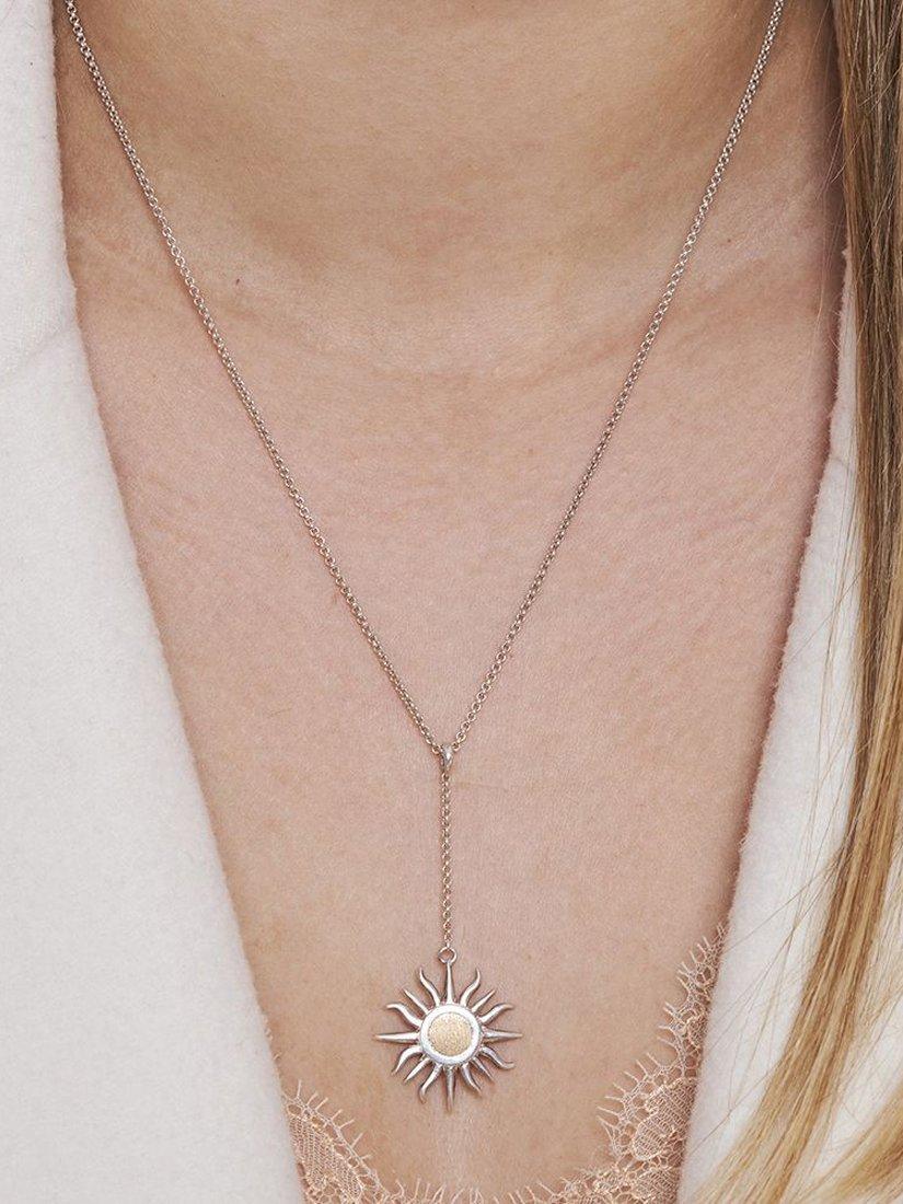 Product image 3 of 4, which shows Dinny Hall Sun Charm Pendant Necklace, Silver/Gold
