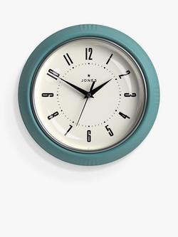 Jones Clocks Ketchup Small Analogue Wall Clock, 24.5cm, Teal