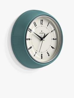 Jones Clocks Ketchup Small Analogue Wall Clock, 24.5cm - view 2, Teal