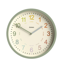 Jones Clocks Kids' Analogue Wall Clock, 25cm, Desert Sage
