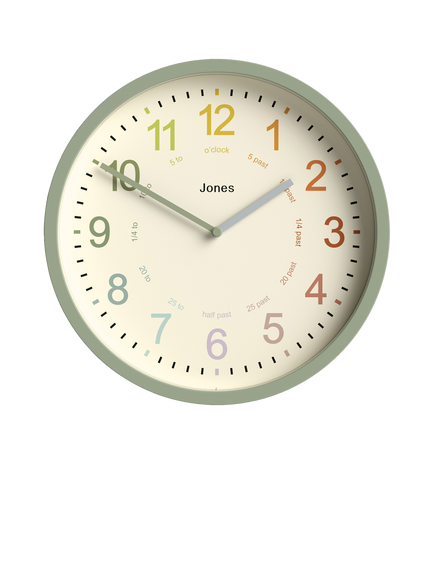 Jones Clocks Kids' Analogue Wall Clock, 25cm, Desert Sage