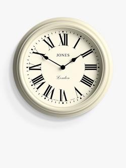 Jones Clocks Venetian Roman Numeral Analogue Wall Clock, 30.5cm, Linen White