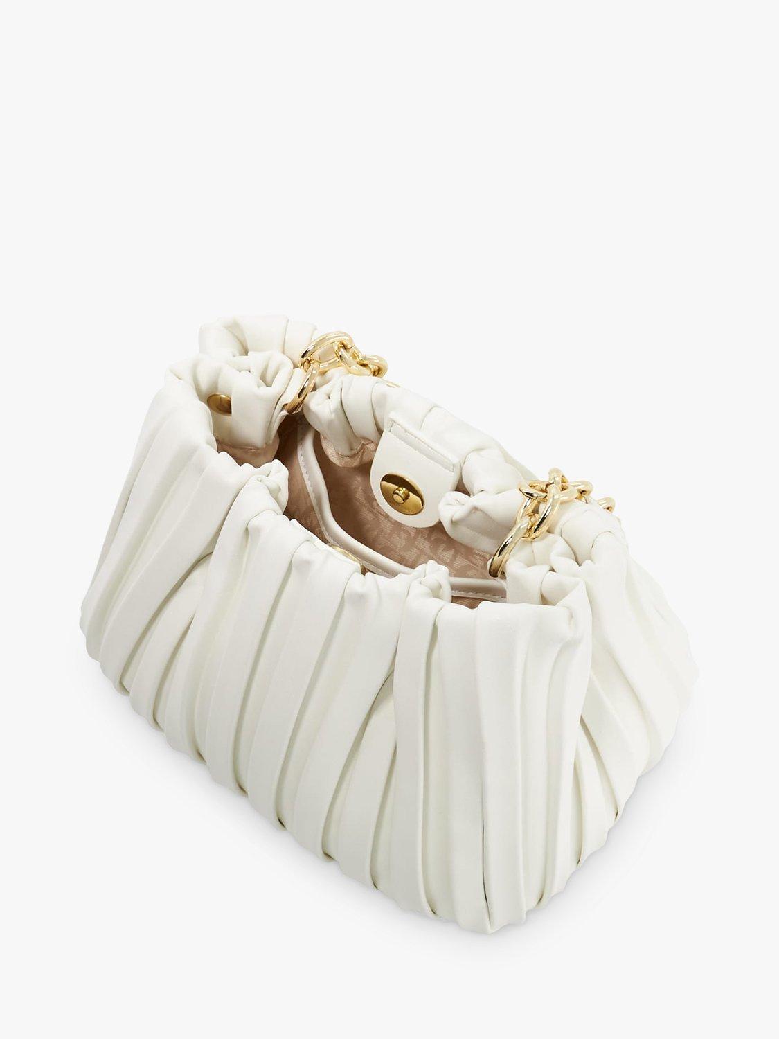 Product image 3 of 4, which shows Dune Dinidominie Small Pleat Slouch Bag, White