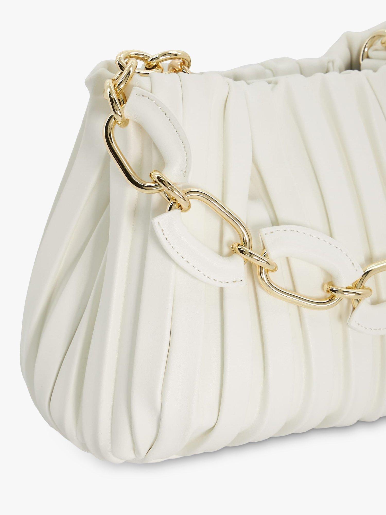 Product image 4 of 4, which shows Dune Dinidominie Small Pleat Slouch Bag, White