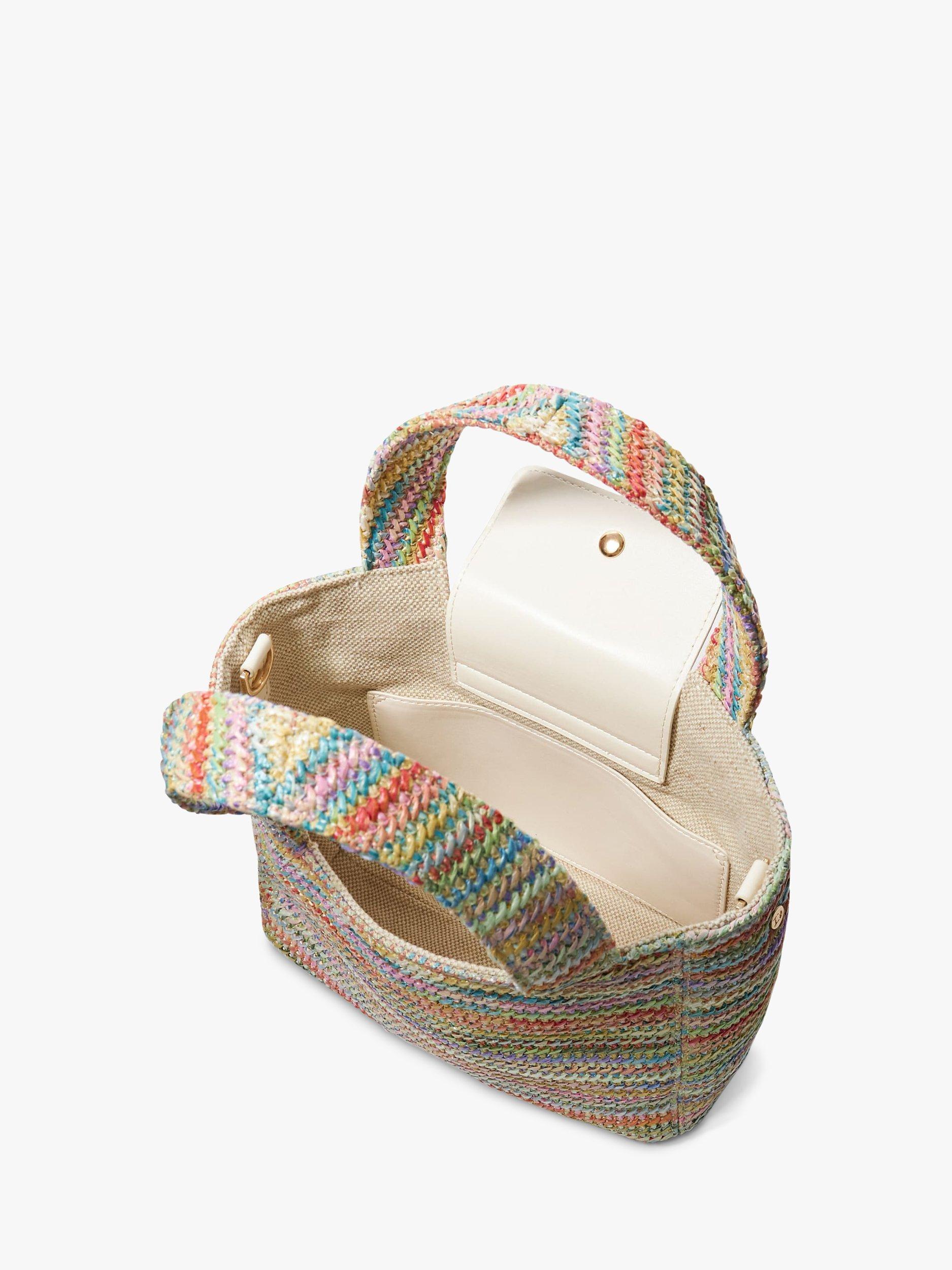 Product image 3 of 4, which shows Dune Drios Raffia Grab Bag, Multi Pastel