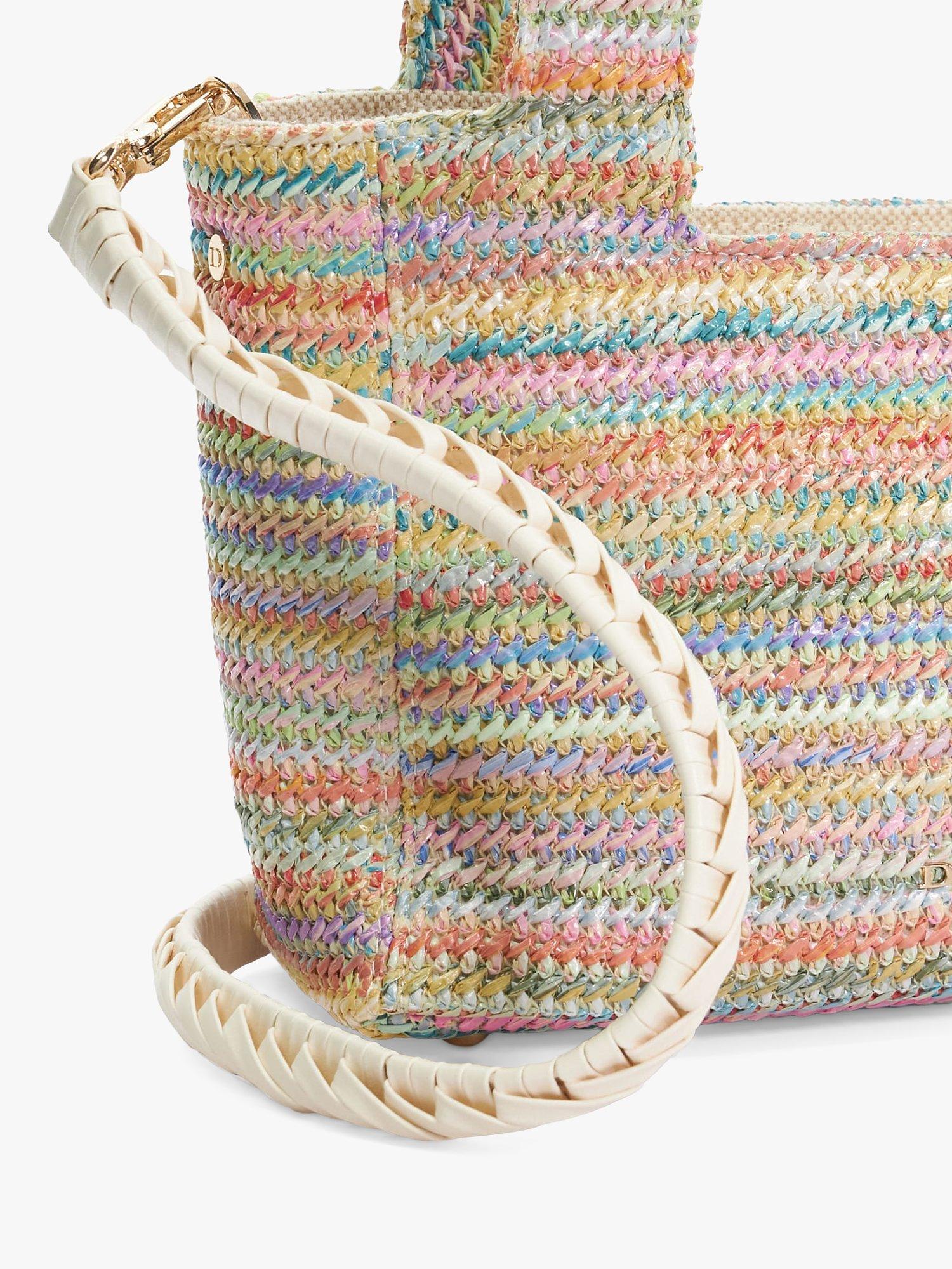 Product image 4 of 4, which shows Dune Drios Raffia Grab Bag, Multi Pastel