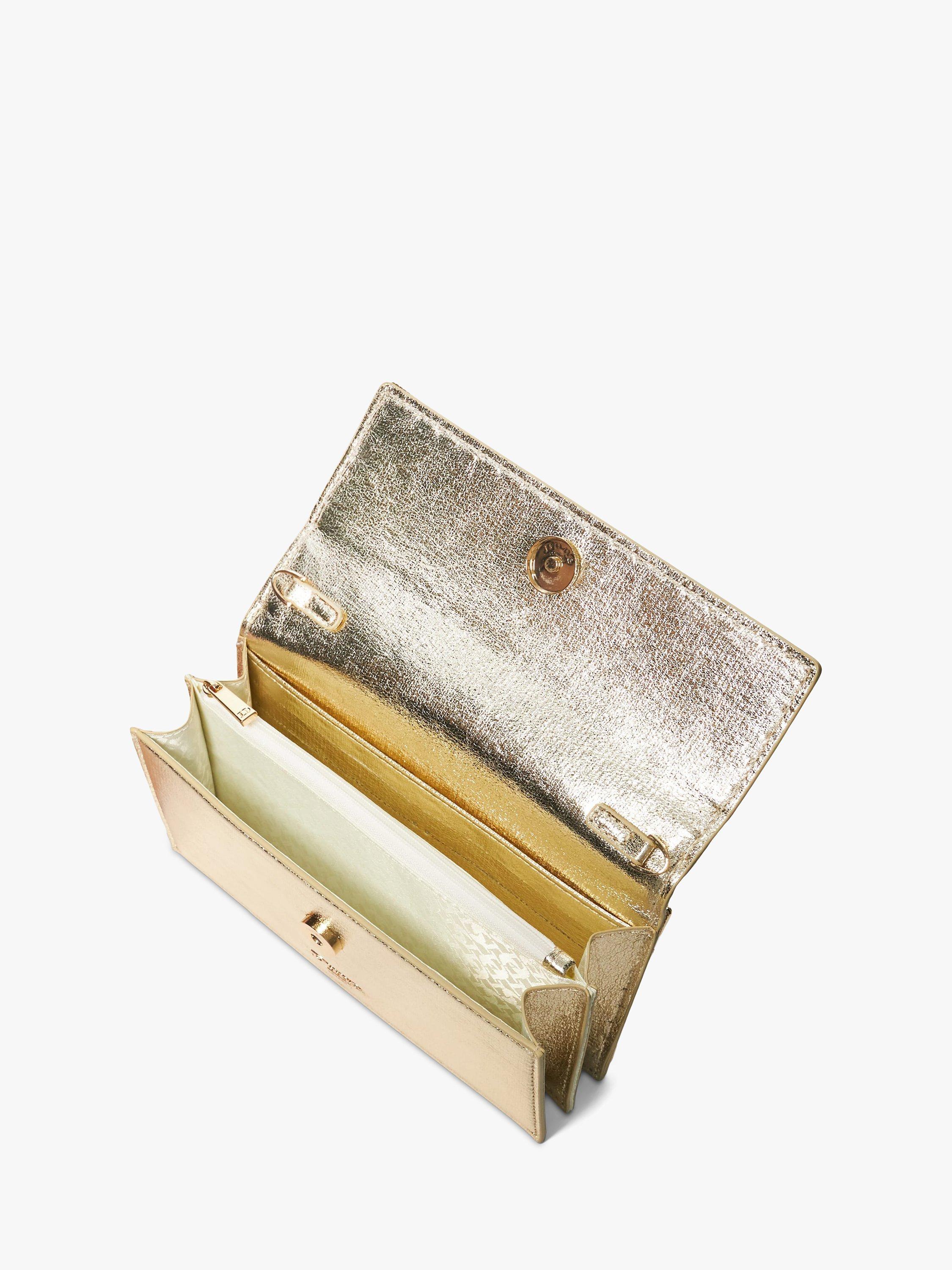 Product image 4 of 5, which shows Dune London Billionaires Clutch Bag, Gold