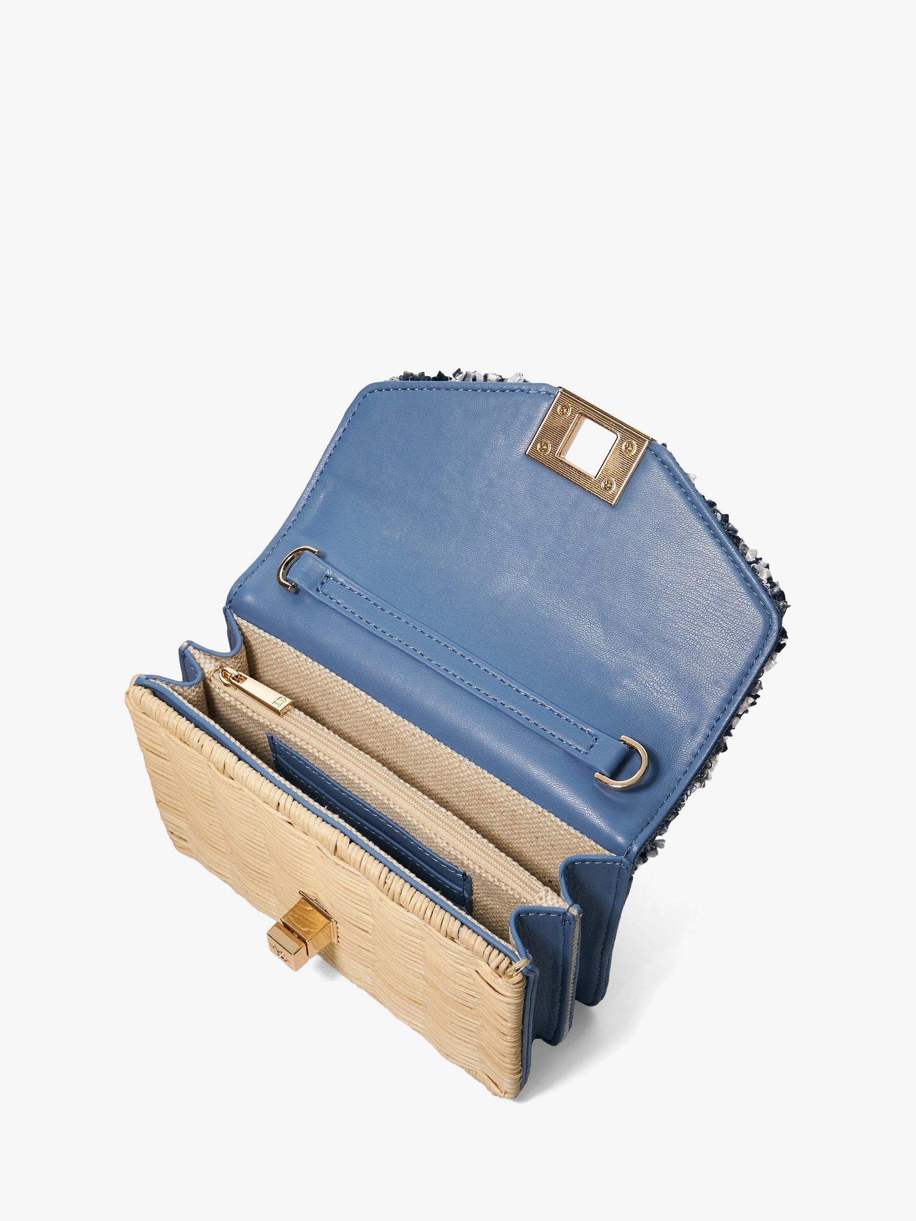 Product image 2 of 4, which shows Dune London Blooms Floral Denim Handbag, Blue/Multi