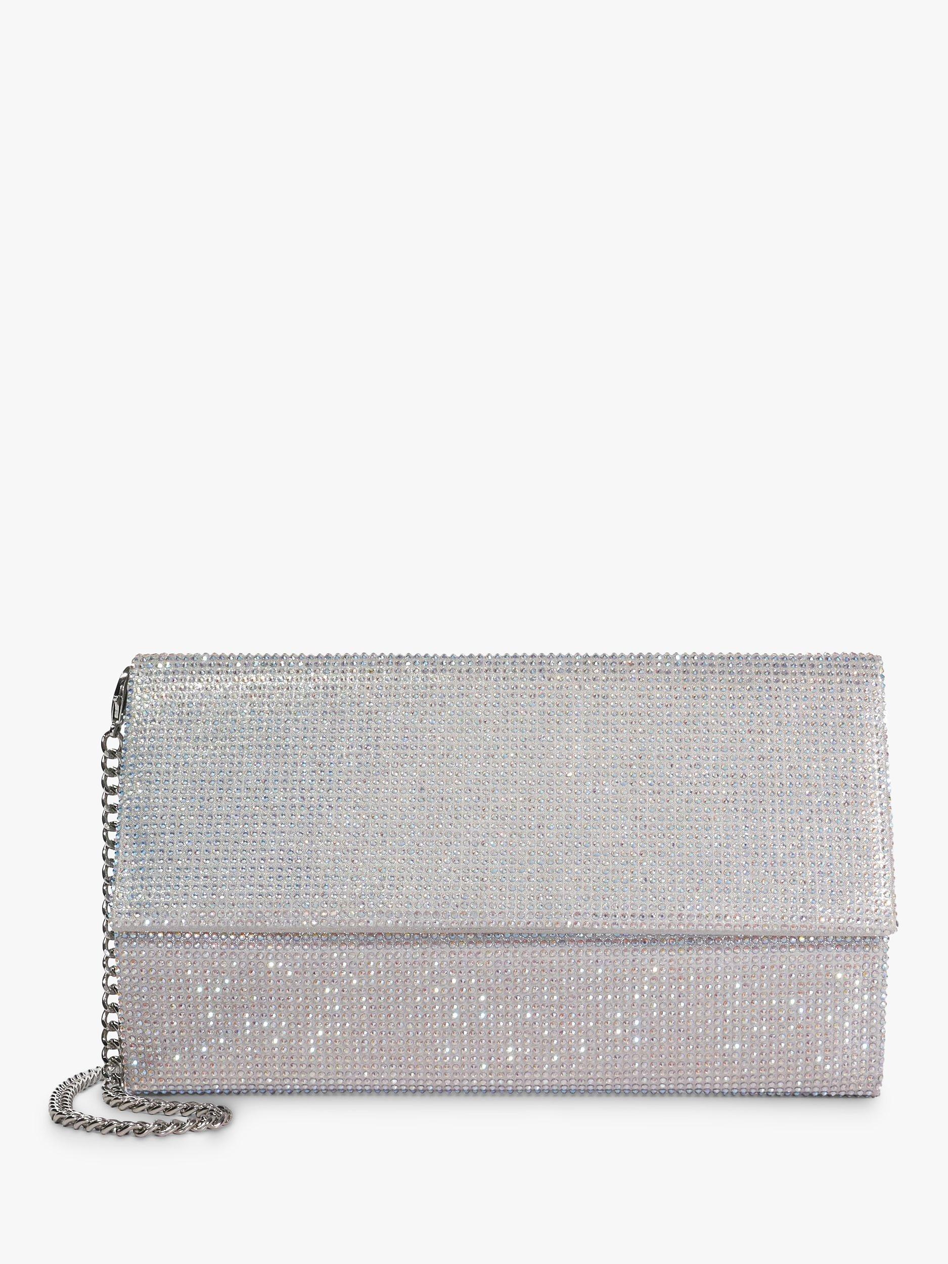 Dune Esmes Diamante Clutch Bag Silver