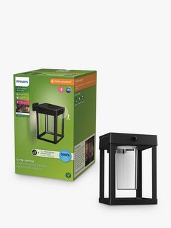 Philips Camill Solar Powered Outdoor Wall Light, Black, Black
