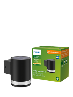 Philips Fyce Solar Powered Outdoor Wall Spot Light, Black, Black