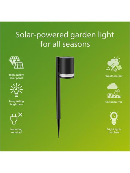 Philips Fyce Solar Powered Garden Spot Light, Black - view 2, Black