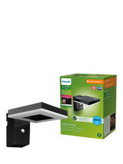 Philips Zonal Solar Powered Outdoor Square Wall Light, Black, Black