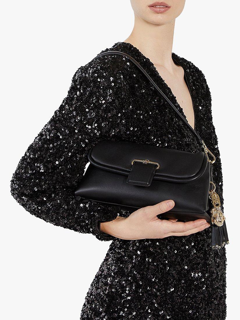 Product image 5 of 5, which shows Dune London Chelsea Leather Shoulder Bag, Black