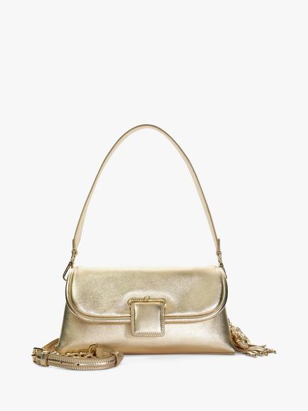 Dune London Chelsea Leather Shoulder Bag, Gold, Gold