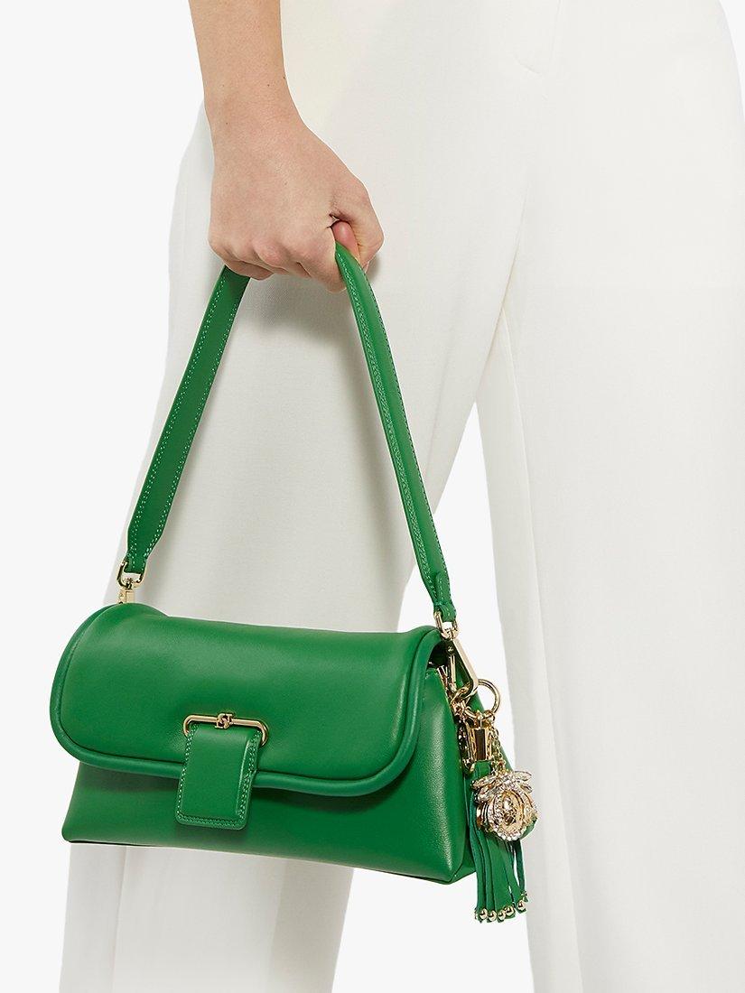 Product image 5 of 5, which shows Dune Chelsea Leather Shoulder Bag, Green