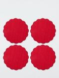 John Lewis Scallop Felt Placemat & Coaster, Set of 4, Red