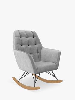 Little Seeds Raven Upholstered Nursery Rocking Chair - view 2, Grey Velvet