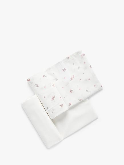 Purebaby Essentials Organic Cotton Muslin Wrap Set, Pack of 2, Vanilla Blossom, Vanilla Blossom