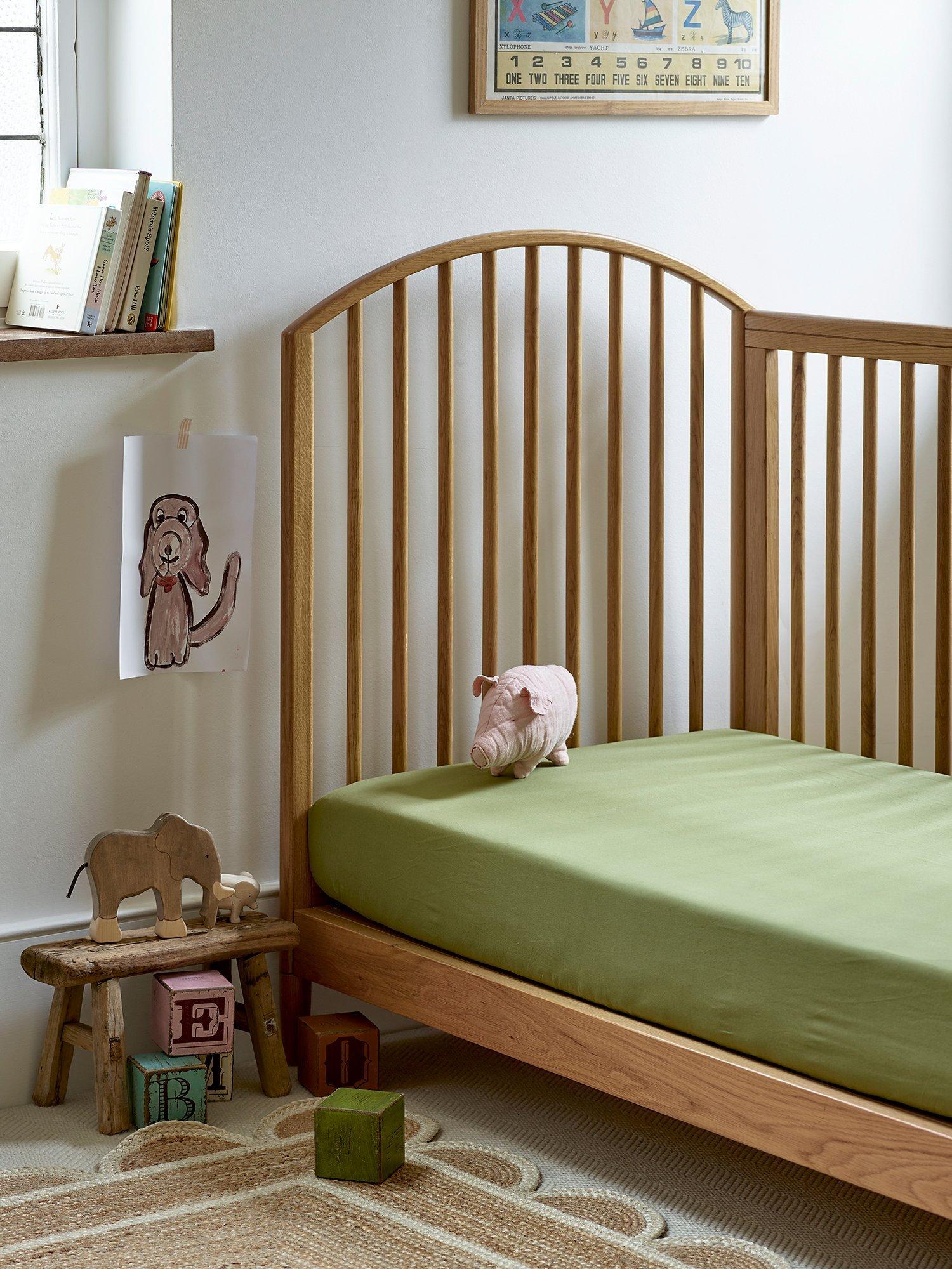 Piglet in Bed Kids' Cotton Infant Fitted Sheet, Pear, Cotbed