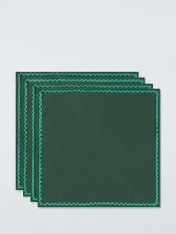 John Lewis Ric Rac Cotton Napkins, Set of 4, Green