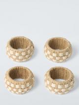 John Lewis Jute Woven Stitch Napkin Rings, Set of 4, Natural