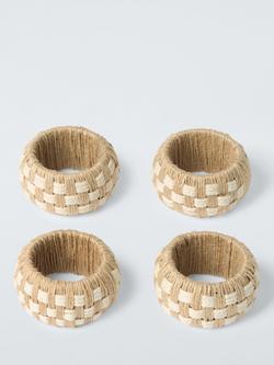 John Lewis Jute Woven Stitch Napkin Rings, Set of 4, Natural, 