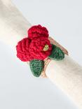 John Lewis Knitted Berry Napkin Rings, Set of 4, Red