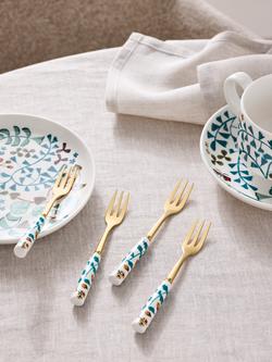 John Lewis Ulla Floral Pastry Forks, Set of 4, Gold - view 2, Gold