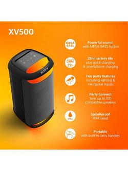 Sony SRS-XV500 Bluetooth Party Speaker with MEGA BASS & Lights - view 2, Black