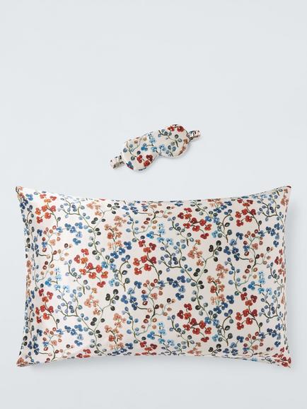 John Lewis Clover Mulberry Silk Pillowcase and Mask Set, Multi, Multi Multi