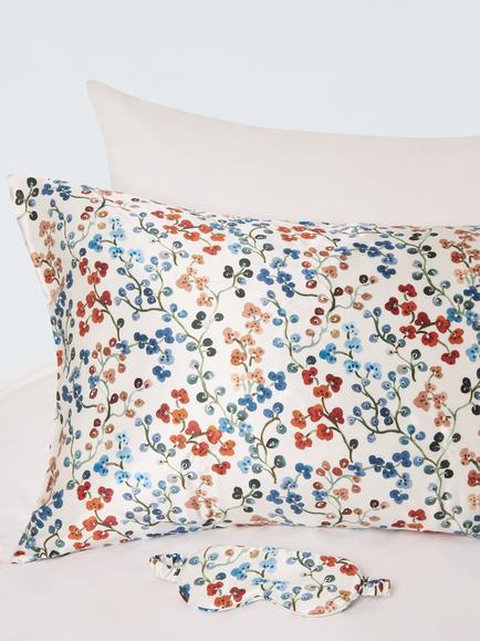 John Lewis Clover Mulberry Silk Pillowcase and Mask Set, Multi - view 2, Multi Multi