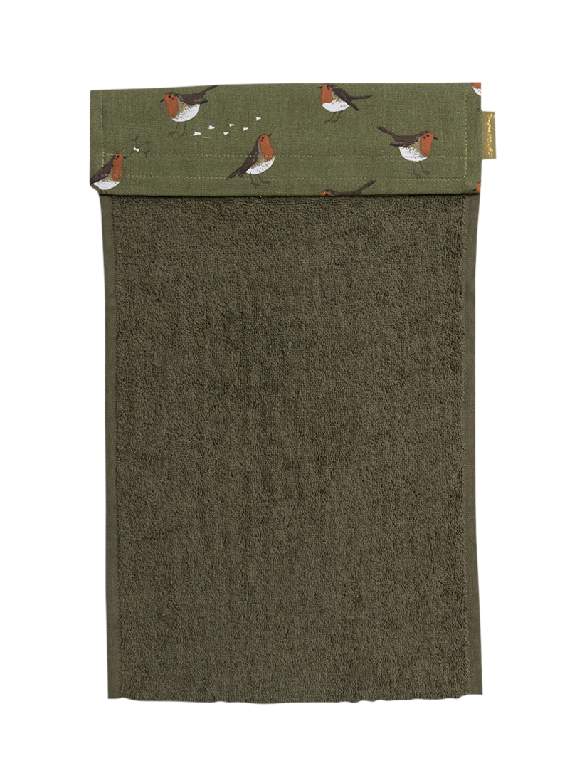 Sophie Allport Robin Print Cotton Hand Towel, Green
