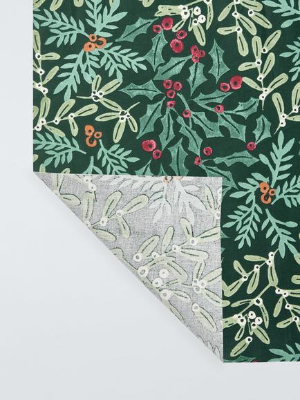 John Lewis Winter Foliage Oilcloth Tablecloth Fabric, Green - view 2, 
